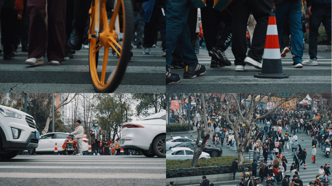 众多行人过马路