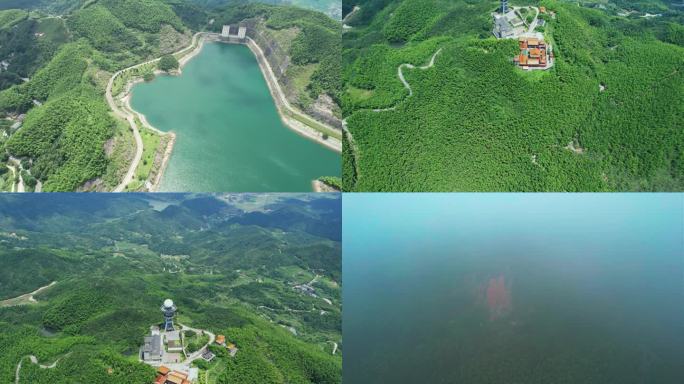 黑糜峰水库与山林的自然风光