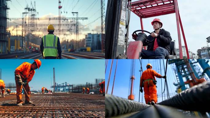建筑工人辛勤工作城市建设者劳动群像劳动者