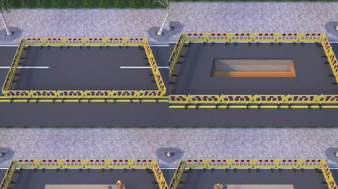 原创2K 道路施工安全警示三维演示