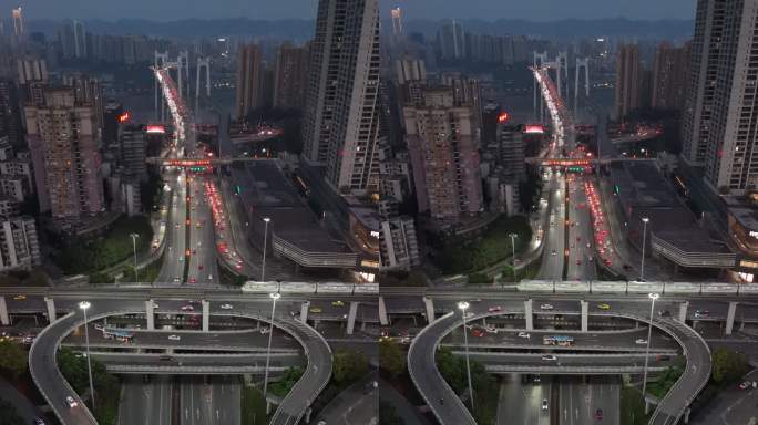重庆轻轨鹅公岩立交桥轻轨  夜景 竖屏