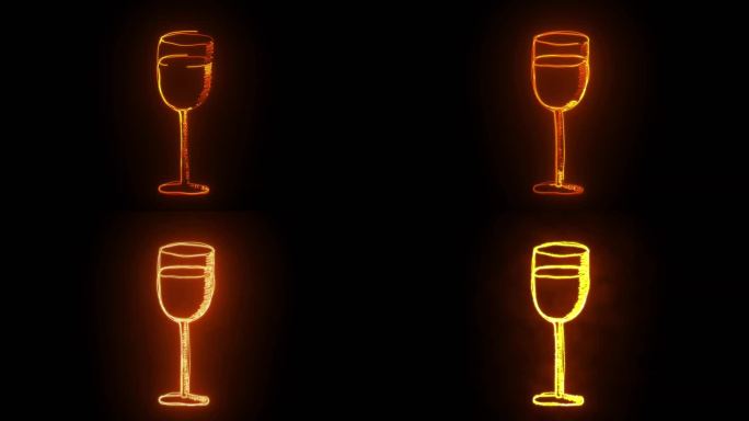 霓虹光晕酒杯闪烁
