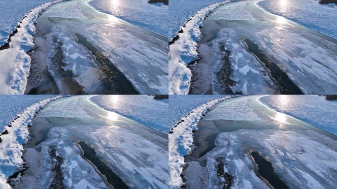 春日冰河解冻景观