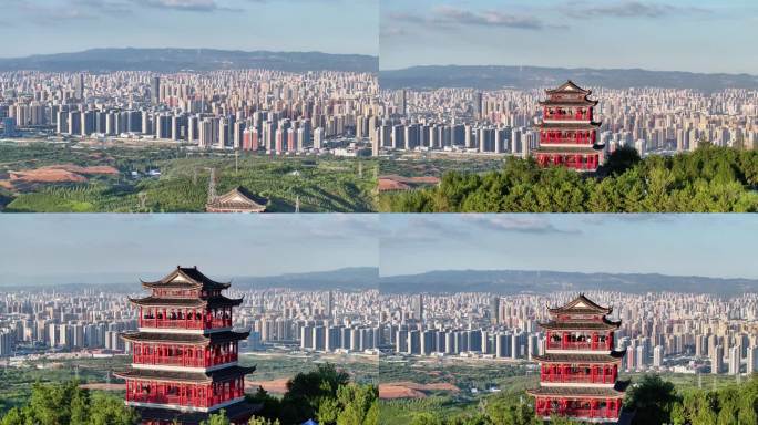 太原启春阁城市全景航拍