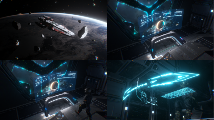 宇宙飞船驾驶舱场景C4D工程+AE工程
