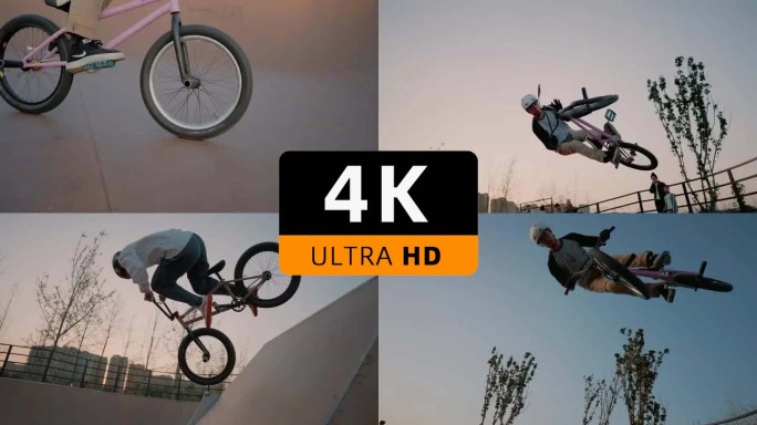 小轮车跳跃特技BMX公园表演