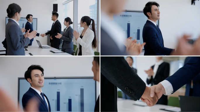 商务会议握手合作团队协作共赢未来