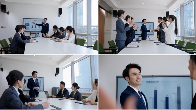 高端商务职场人士商务洽谈商务会议团队协作