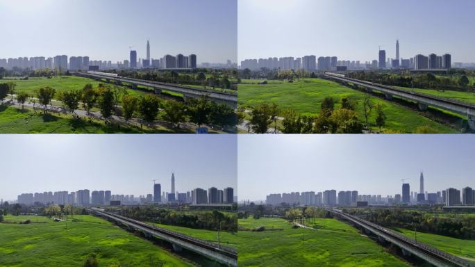 城市绿地轨道交通航拍