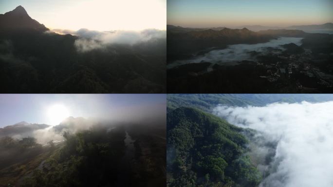 4k五指山航拍延时壮丽山河云海景观