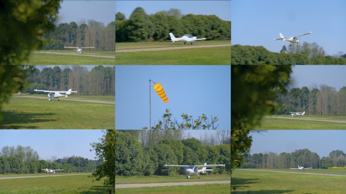 低空经济小型飞机起飞训练机场跑道飞机降落