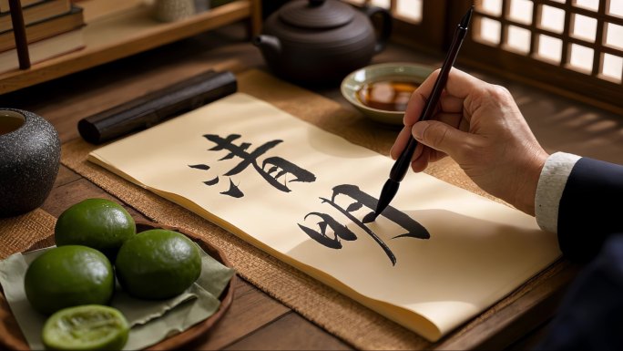 清明节青团祭奠江南雨天意境空镜头