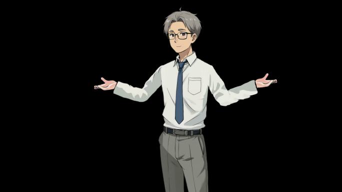 4K原创动漫男主持人说话可切半身