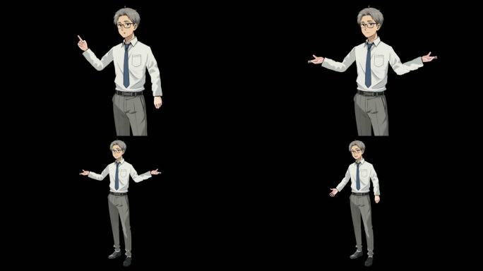 4K原创动漫男主持人说话可切半身