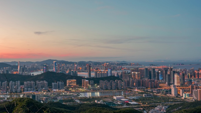 珠海横琴澳门粤港澳大湾区日转夜延时