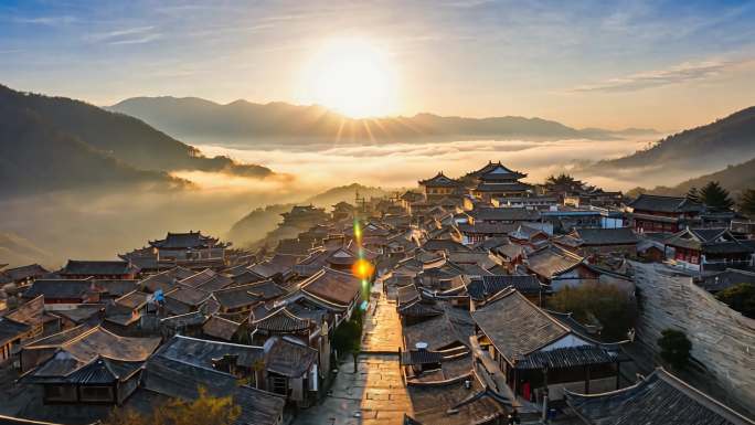 中式建筑古城古镇航拍