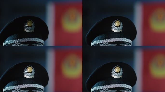 公安民警警礼服警帽特写