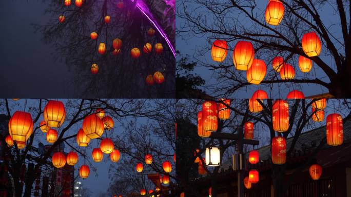 节日灯笼点亮夜空