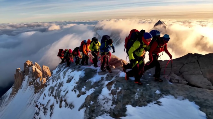 雪山 攀登 户外挑战 征服 登山