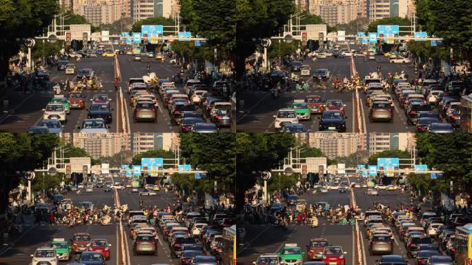 道路交通晚高峰城市喧嚣车水马龙