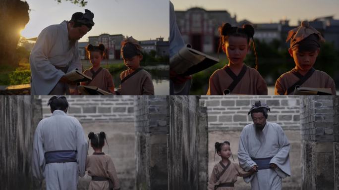 4K大气唯美耕读 古装小孩人物 纪录片