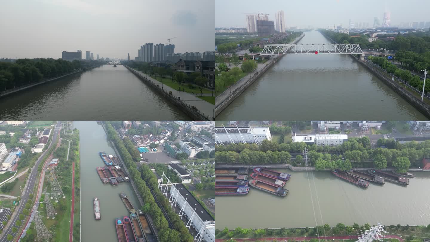 航拍常州大运河-工业园区段