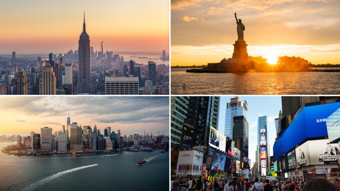 美国地标纽约城市曼哈顿帝国大厦自由女神像