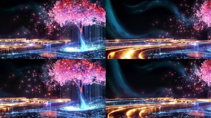 梦幻樱花树舞台光效粒子树舞台背景