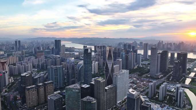 2025杭州市钱江世纪城震撼全景航拍4k