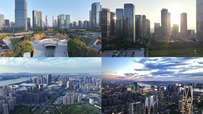 2025杭州市钱江世纪城震撼全景航拍4k