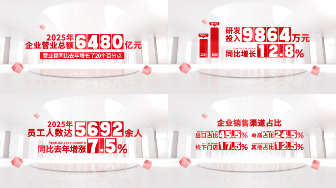 简洁红色党政党建数据包装展示