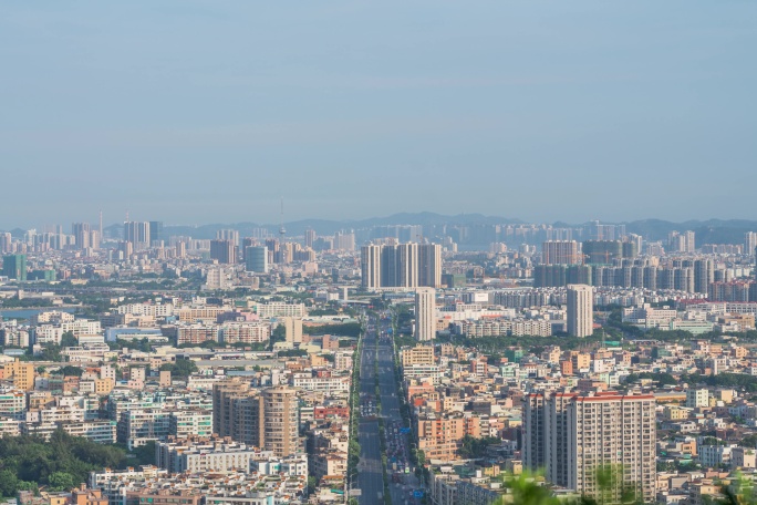 城市道路建筑群远景交通车流延时8K