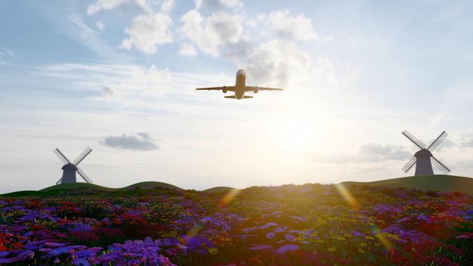 航空飞机飞过天空