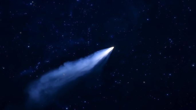 漆黑夜空下的一颗彗星