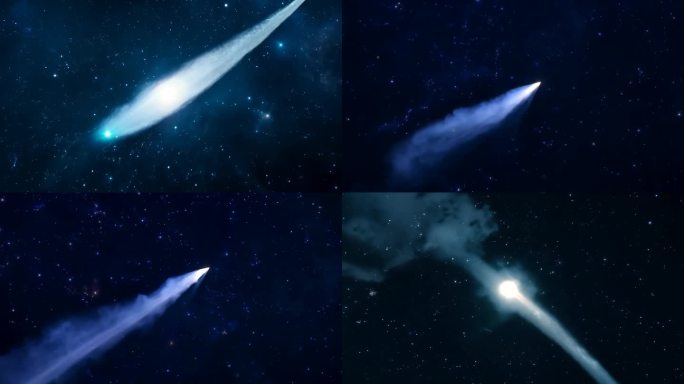 漆黑夜空下的一颗彗星