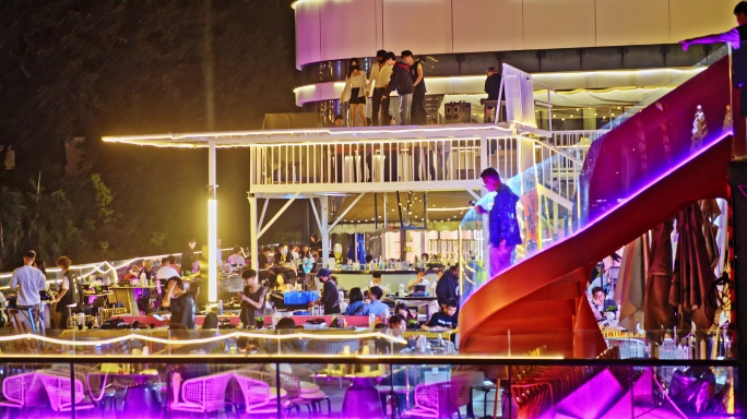 8k重庆露天餐厅酒吧热闹的夜市生活