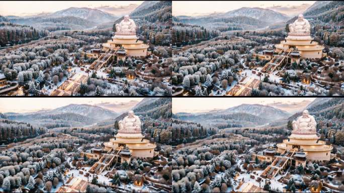 雪后灵山大佛航拍