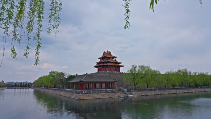 北京故宫角楼春天景色