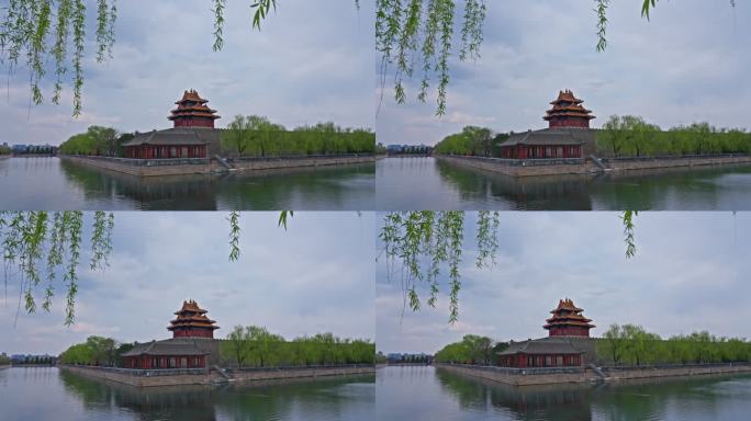 北京故宫角楼春天景色