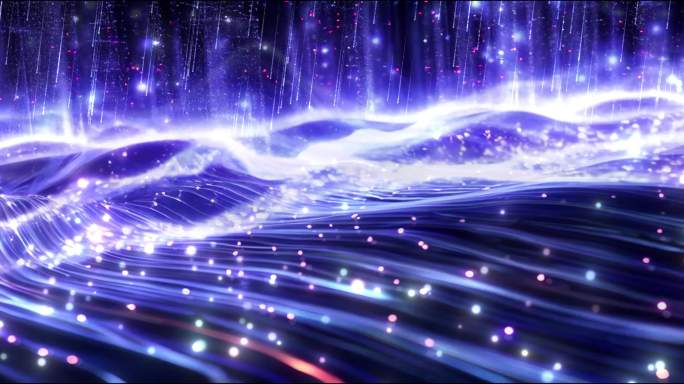 紫色光线粒子流动梦幻星光粒子背景