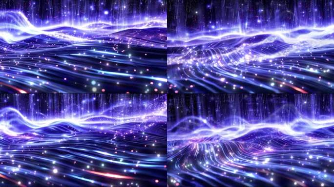 紫色光线粒子流动梦幻星光粒子背景