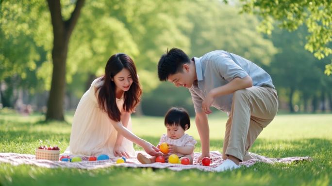 温馨家庭户外亲子时光