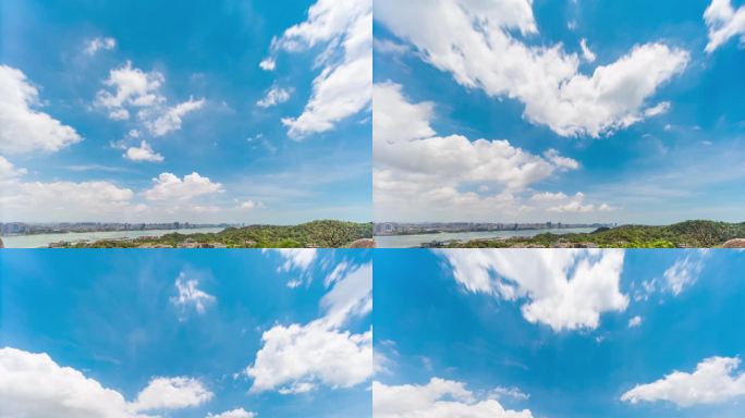 晴空万里自然美景蓝天白云云卷云舒延时8K