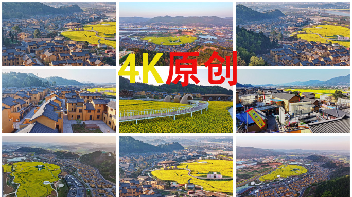 中国民居乡村田园油菜花中国胿面村