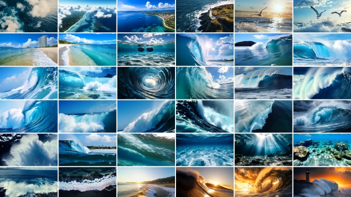 【4K画质】大海浪花汹涌海浪海鸥航拍合集