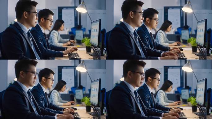 公司精英白领熬夜加班