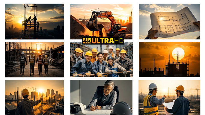 【合集4K】城市建设 施工作业 工人