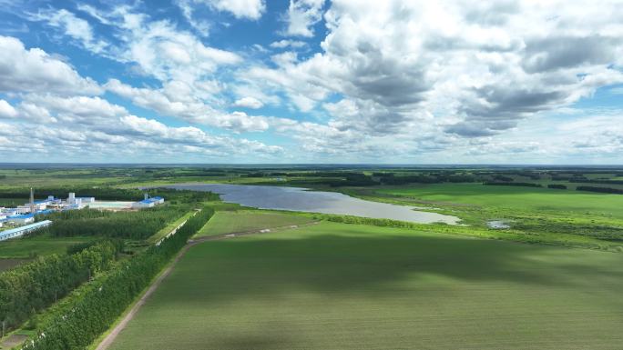 绿色田野乡村风光航拍