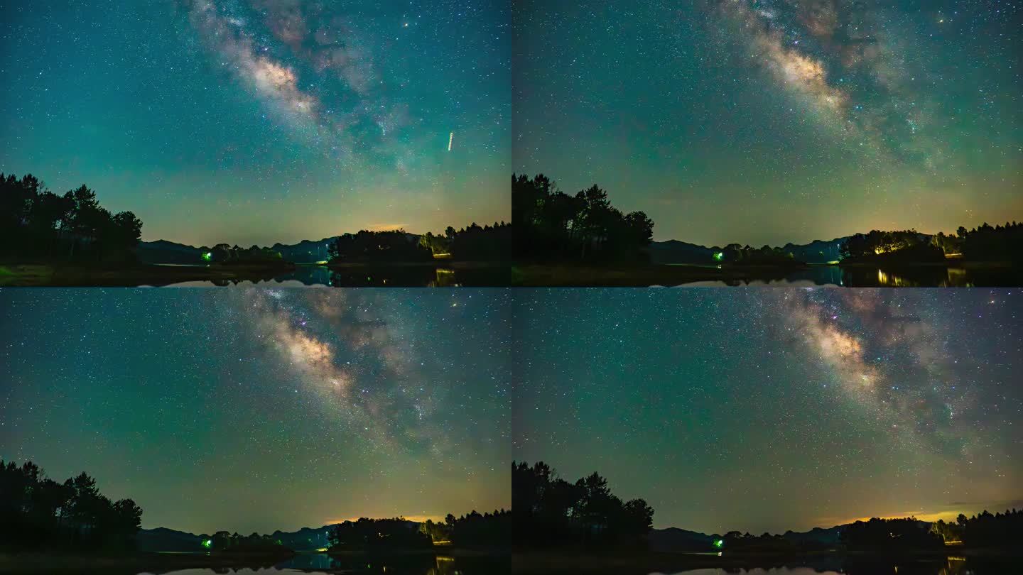 湖南岳阳铁山水库夏季银河延时摄影