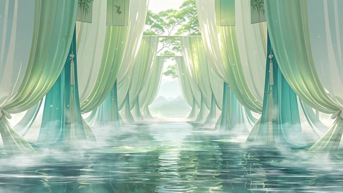水面倒影帘幔梦幻